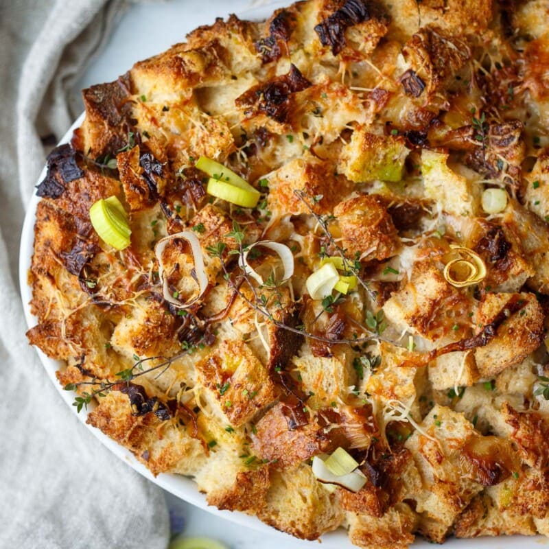 savory leek bread pudding