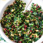 Kale and Farro Salad with Almonds and Pomegranate Seeds