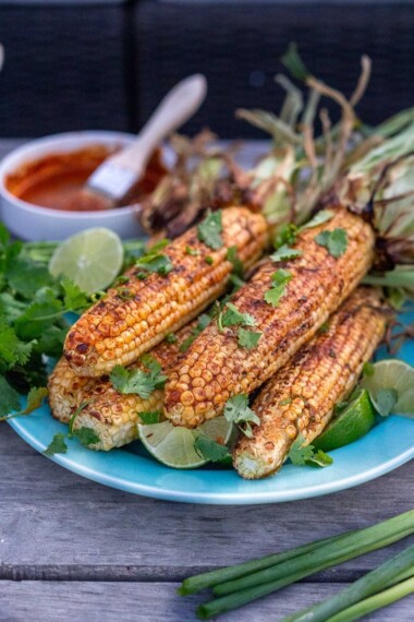 Grilled Mexican Corn on the Cob with Chipotle Lime Butter.
