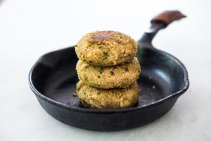 Crispy Vegan Quinoa Cakes with Tomato Chickpea Relish- a delicious, healthy flavorful vegan dinner that is gluten-free.  #quinoacakes #vegan #veganquinoa #veganquinoacakes #veganquinoarecipes #quinoapatties #glutenfree