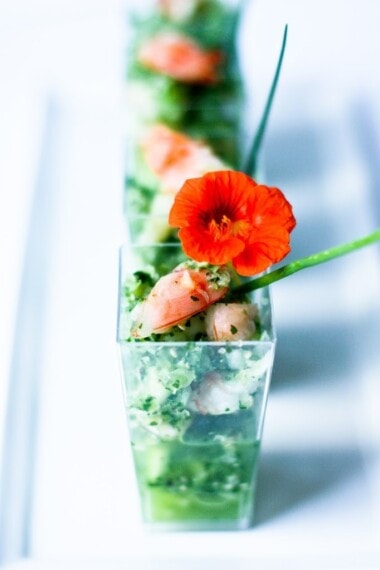Ceviche verde in a shot glass
