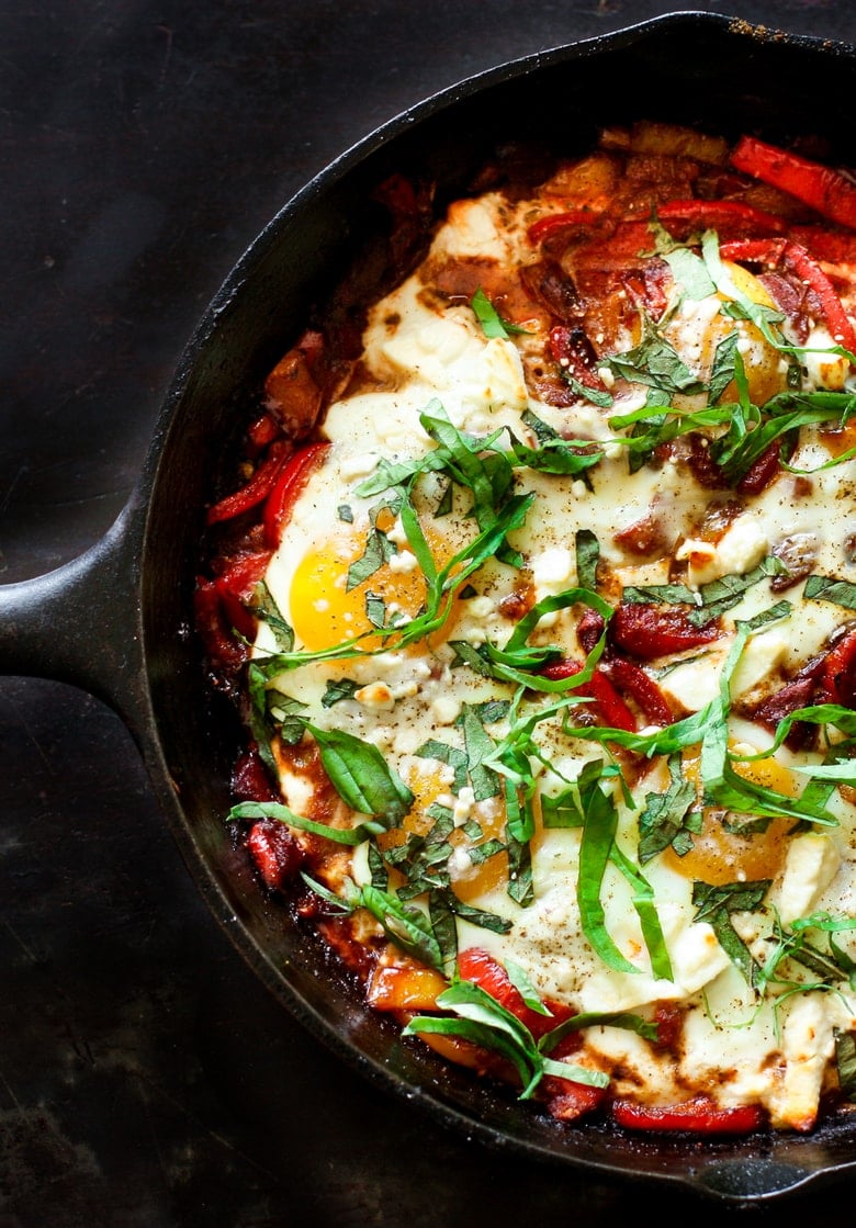 Simple delicious recipe for Shakshuka! Bursting with North African Flavors, this tasty Baked Egg dish makes for a healthy and incredible brunch!