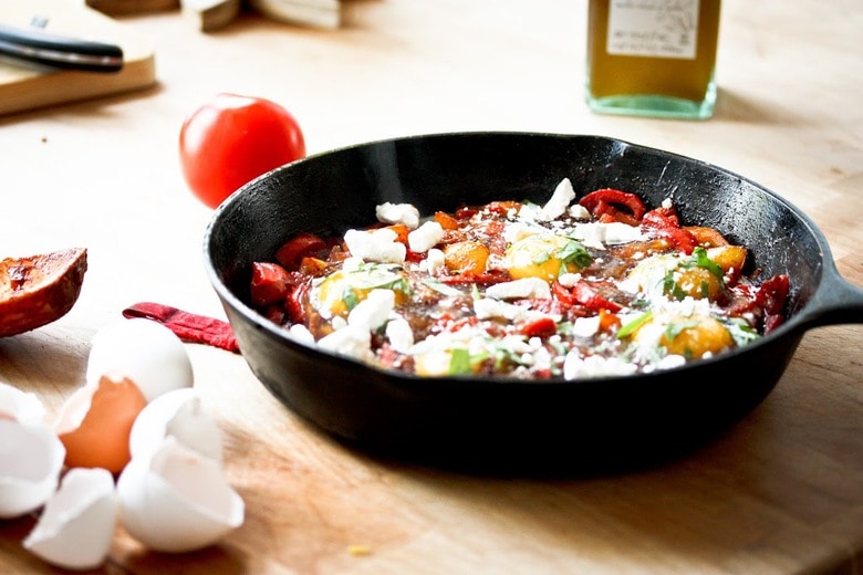 Simple delicious recipe for Shakshuka! Bursting with North African Flavors, this tasty Baked Egg dish makes for a healthy and incredible brunch!