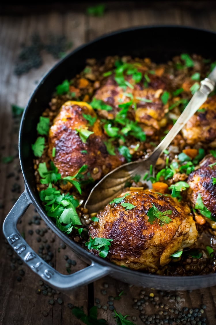 Berebere Chicken and Lentils - a flavorful Ethiopian recipe that features Berebere Spice. #ethiopianfood #ethiopianrecipes #chicken #lenitls #berebere www.feastingathome.com