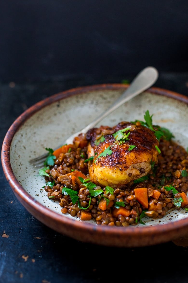 A deliciously flavorful recipe for Berbere Chicken over Ethiopian spiced Lentils with an easy recipe for Berbere Spice Blend. | www.feastingathome.com