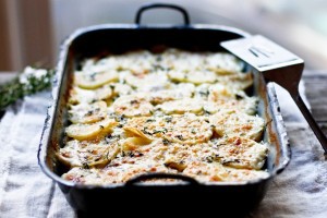 Parsnip Gratin with Gruyere and Thyme | www.feastingathome.com