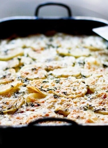 Parsnip Gratin with Gruyere and Thyme | www.feastingathome.com
