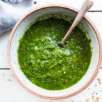 A simple recipe for Chermoula- a bright and flavorful North African condiment that can be used to give soups, stew, fish, chicken a burst of flavor and brightness. #chermoula