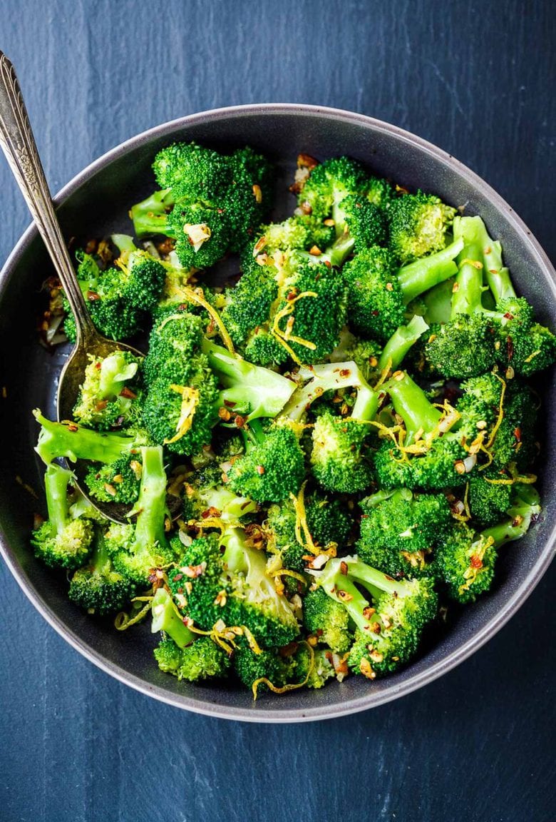 This recipe for Broccoli with Garlic, Lemon Zest and Chili flakes is our "go-to" broccoli recipe -simple, yet full of amazing flavor! Vegan, healthy can be made in 15 minutes!