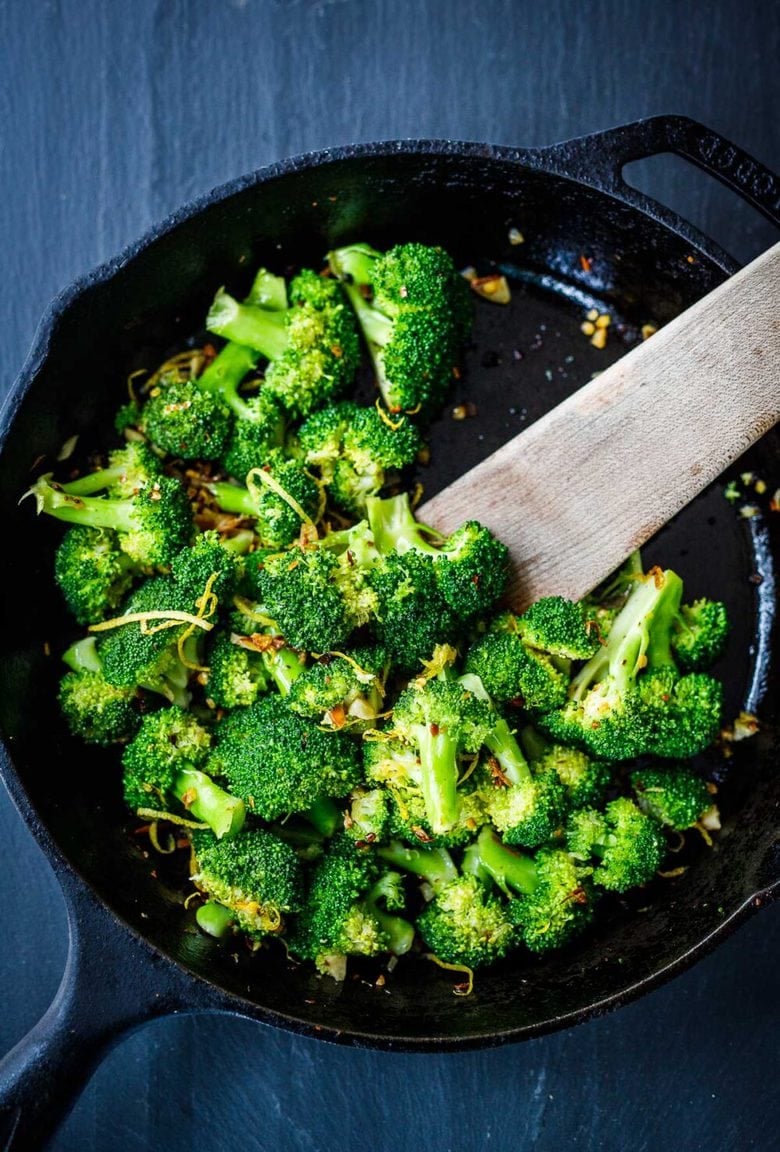 This recipe for Broccoli with Garlic, Lemon Zest and Chili flakes is our "go-to" broccoli recipe -simple, yet full of amazing flavor! Vegan, healthy can be made in 15 minutes!