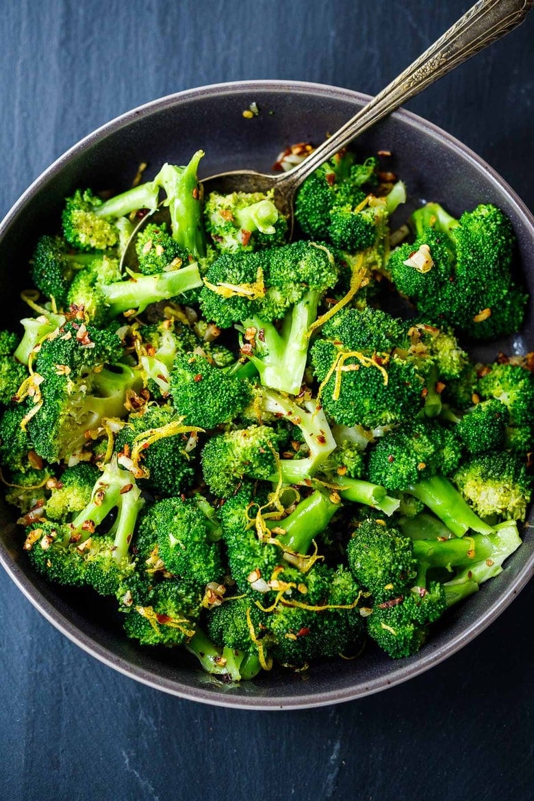  This recipe for Broccoli with Garlic, Lemon Zest and Chili flakes is our "go-to" broccoli recipe -simple, yet full of amazing flavor! Vegan, healthy can be made in 15 minutes!