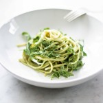 Creamy Avocado Linguini with Meyer Lemon and Arugula ...a fast healthy vegan lunch! | www.feastingathome.com