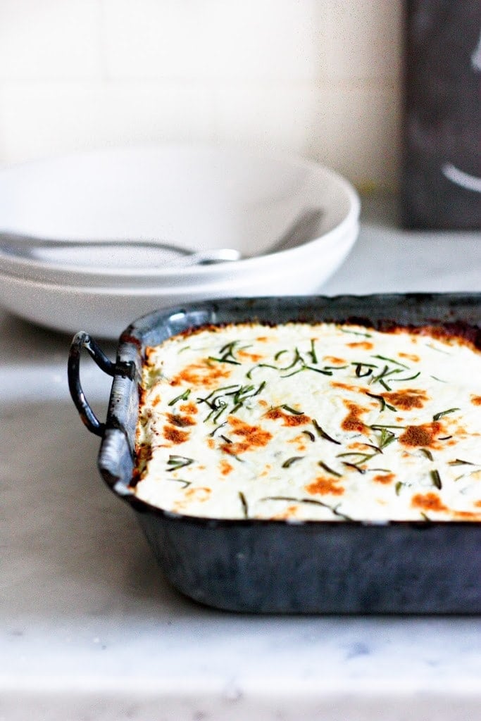 Rosemary Chicken Lasagna with creamy Béchamel Sauce ...and a little tip on who to use egg roll wrappers instead of pasta, when pinched for time! | www.feasitngathome.com