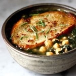 Kale, Chickpea and Chicken Soup with Rosemary Croutons | www.feastingathome.com