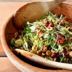 Brussel sprout salad with hazelnuts and dates. A simple vegan salad with incredible flavor!