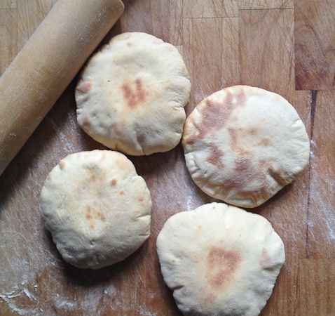 Homemade Pita Bread- so easy, a fun thing to do with kids! | www.feastingathome.com