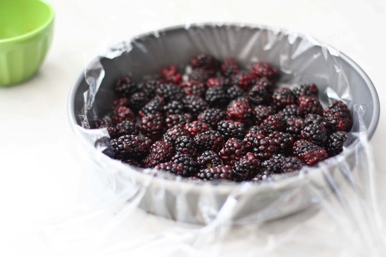 Blackberry Sourdough Scones with Lemony Glaze- plus a little baking tip to help keep blackberries in tact! | www.feastingathome.com