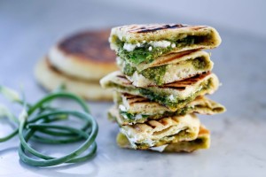 Grilled Naan with Garlic Scape Chutney | www.feastingathome.com