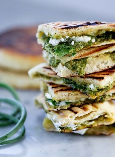 Grilled Naan with Garlic Scape Chutney | www.feastingathome.com