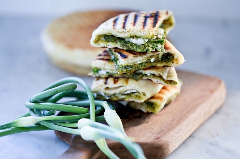 Grilled Naan Bread with Garlic scape chutney