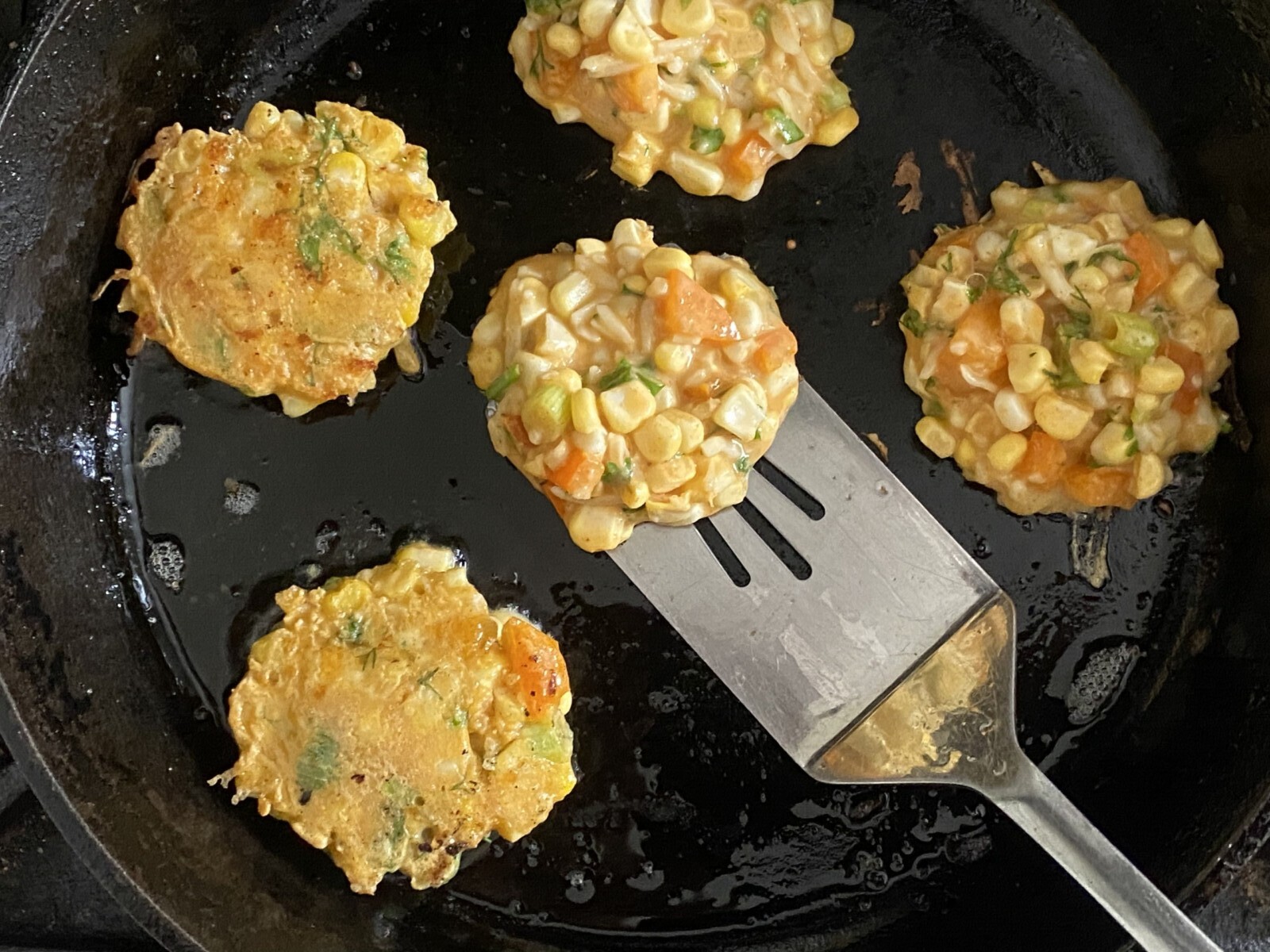 frying the fritters.