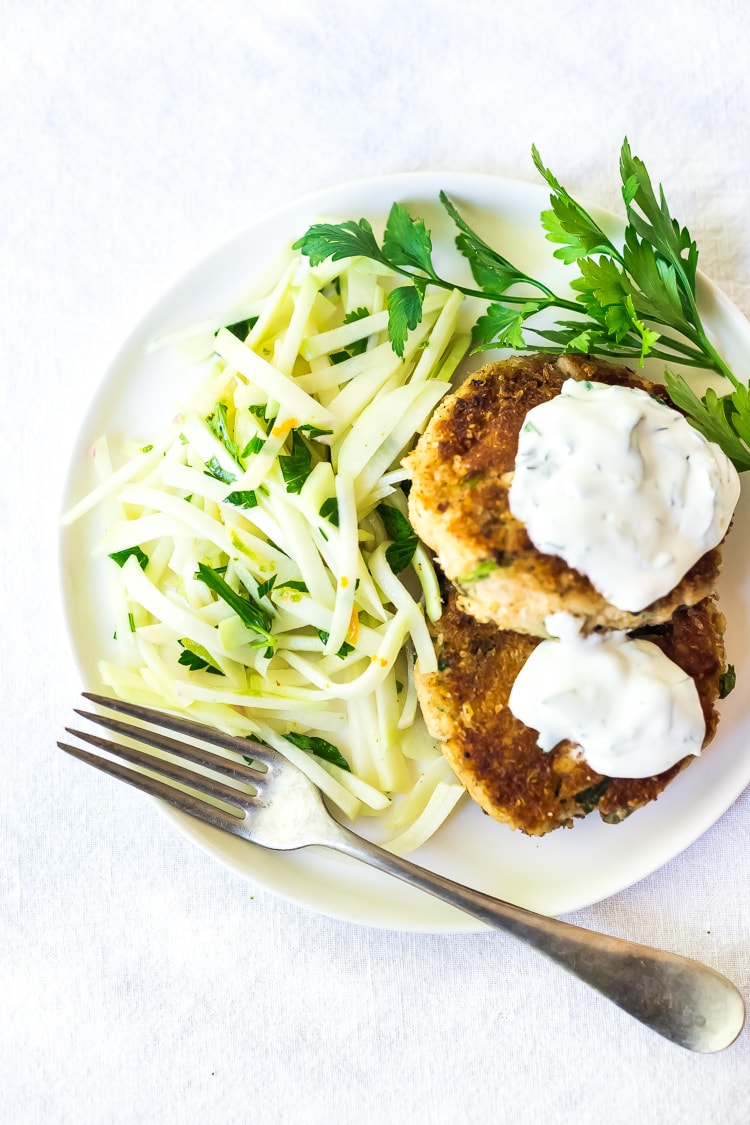 Delicious and refreshing Kohlrabi Slaw with cilantro, jalapeño and lime! Vegan, GF | www.feastingathome.com #kohlrabi #kohlrabirecipes #kohlrabislaw #kohlrabirecipe #kohlrabisalad