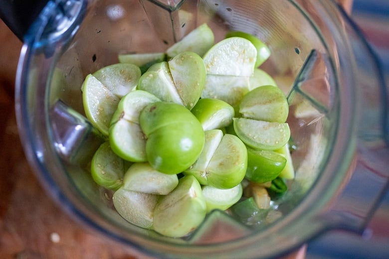 tomatillos in a blender