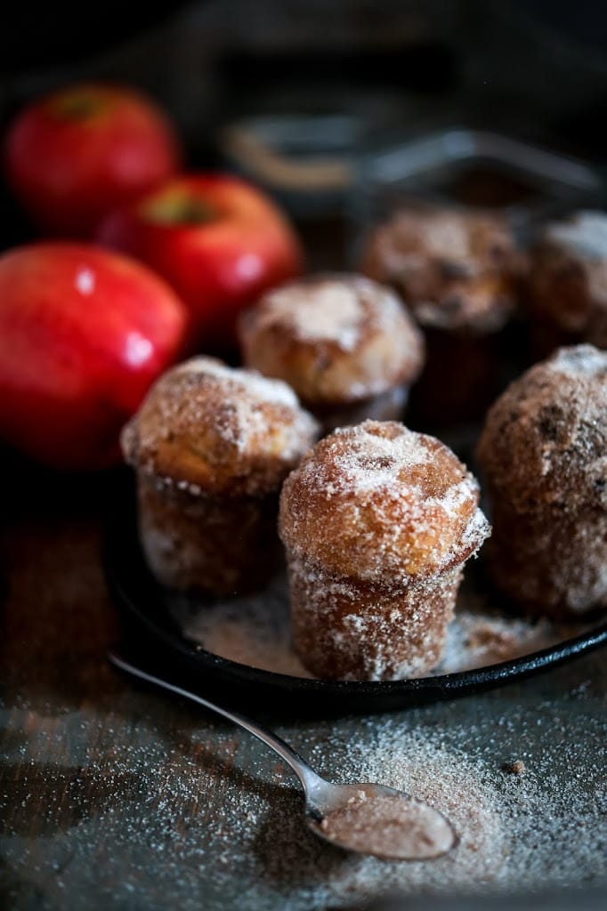 Apple Brown Butter Bouchons (aka Donut Muffins! ) are very easy to make and oh so delicious! Baked instead of fried, they are rolled in browned butter and sprinkled with cinnamon-sugar. #donutmuffins