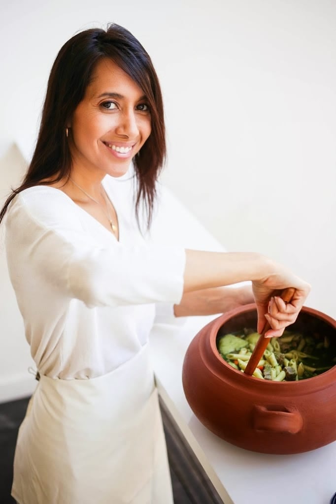 A delicious recipe for Peruvian Minestrone Soup - made with a fragrant basil broth. Healthy and flavorful! www.feastingathome.com