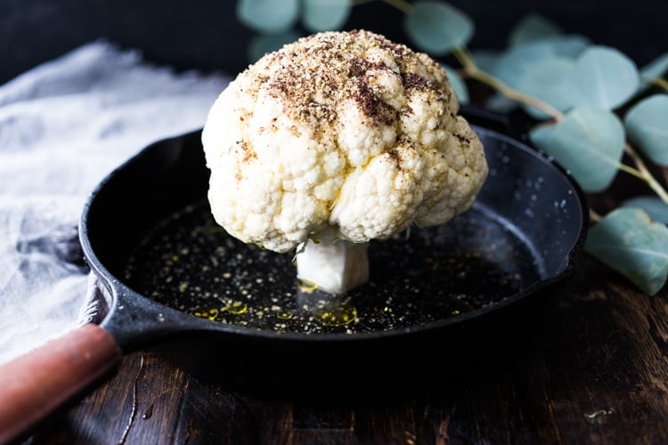 how to Roasted Cauliflower whole with Zaatar 