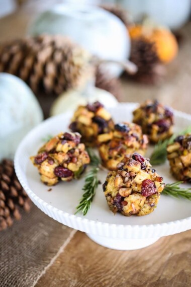 These savory Stuffing Muffins are bold in flavor with Mexican chorizo, dried cherries and sage. Perfect appetizer for Thanksgiving or Christmas!