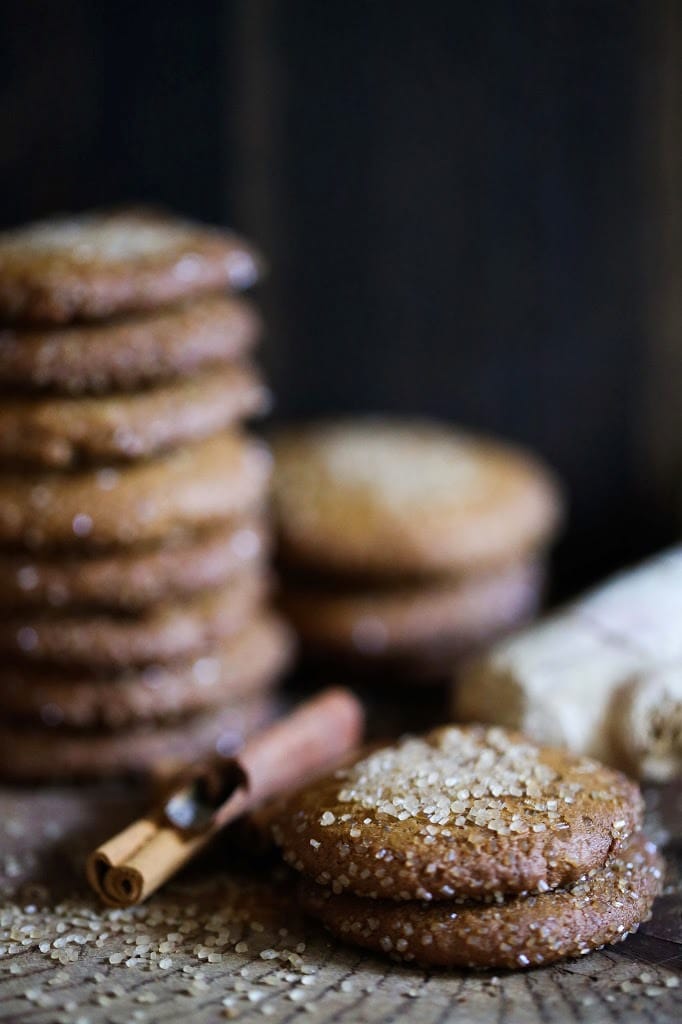 A delicious recipe for chewy triple ginger cookies, with three kinds of ginger- ground, fresh and candied with white pepper and cardamom.| www.feastingathome.com