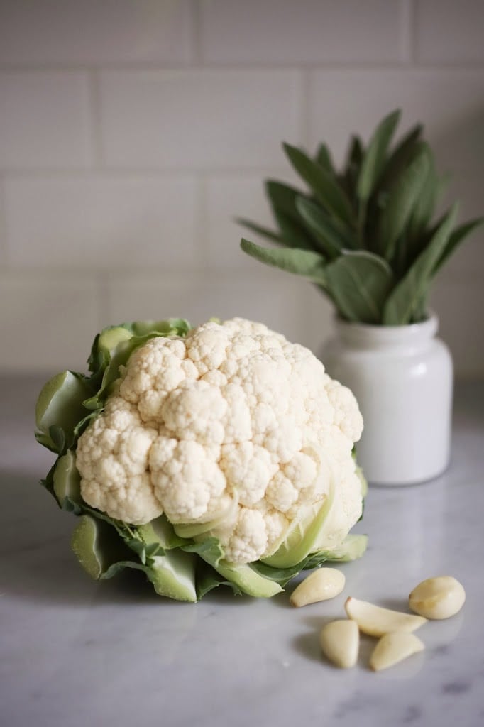Cauliflower Gratin with garlic and sage, a delicious vegetarian side dish that is keto, low carb and gluten-free, perfect for the holiday table! #cauliflower #cauliflowergratin #lowcarbside #sidedish #lowcarb #keto #thanksgivingside #christmassidedish