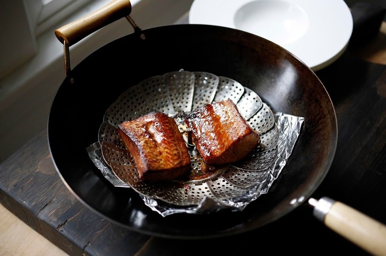 Tea-smoked Five Spice Salmon, sounds complicated but couldn't be more simple. All you need is a wok! Easy step by step recipe for an elegant meal. 