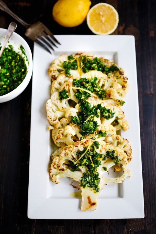 30 Delicious Cauliflower Recipes: Roasted Cauliflower Steaks with Gremolata