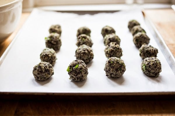 lentil meatballs on a sheet pan