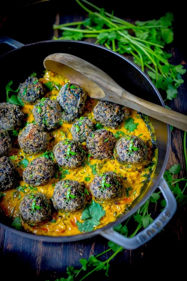 Vegan Lentil Meatballs with Indian Fenugreek Sauce