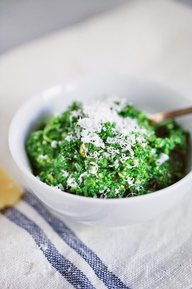 Nettle Pesto - Toss with Pasta, toasted pine nuts and lemon zest | www.feastingathome.com