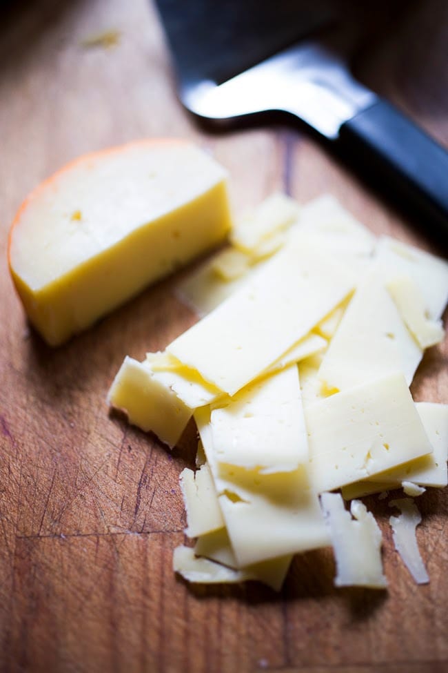 slicing the cheese