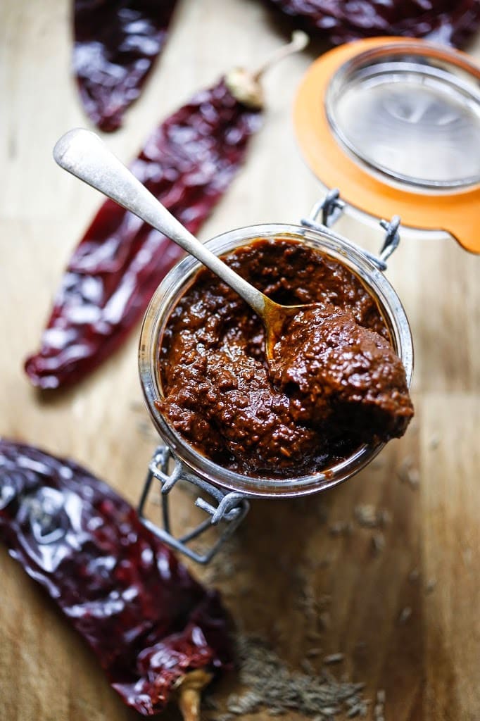 homemade Harissa paste in a jar