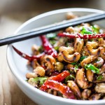 Wok-Seared Cashews with ginger, soy and sesame seeds- a quick and healthy vegan snack that is full of flavor and that can be made in 20 minutes!