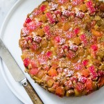 This Rhubarb Cake is gluten-free, grain-free, made with Almond Flour. Deliciously addictive, perfect for Spring! Make it upside-down or right-side up, your choice!
