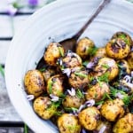 Grilled Potato Salad with Black Garlic Vinaigrette | www.feastingathome.com