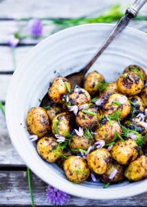 Grilled Potato Salad with Black Garlic Vinaigrette | www.feastingathome.com