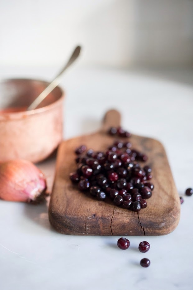 Pickled huckleberries make this Grilled Huckleberry Salmon recipe a winner. Served atop Grilled salmon, this is a true Northwest inspired summer meal. Gluten free, healthy!