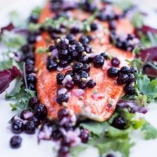 Grilled Salmon with Pickled Huckleberry Relish