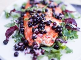 grilled salmon with huckleberry