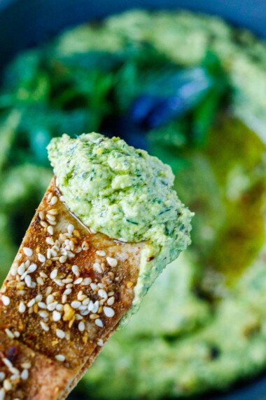 This luscious, flavorful Zucchini Dip is a delicious way to use up your garden zucchini! Serve it up with pita chips or crackers for a tasty, healthy appetizer; everyone will love. Vegan, Gluten-Free. Video. 