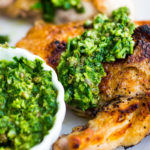 Grilled Chicken with Salsa Verde (an Italian herby caper sauce) - a simple easy weeknight meal perfect for supper on the patio! #grilledchicken #salsaverde #italianchicken