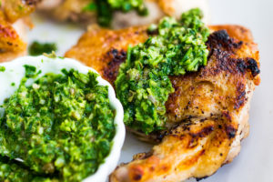 Grilled Chicken with Salsa Verde (an Italian herby caper sauce) - a simple easy weeknight meal perfect for supper on the patio! #grilledchicken #salsaverde #italianchicken
